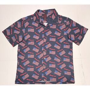 Snap-on Tools Mens Small Navy Blue American Flag Logo Button Up Shirt SS Navy